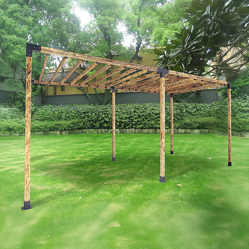 Roof Pergola Gazebo Shed Matte Black Steel Brackets DIY Kits 11
