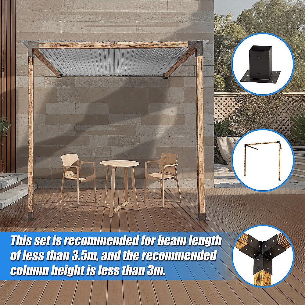 Roof Pergola Gazebo Shed Matte Black Steel Brackets DIY Kits 8