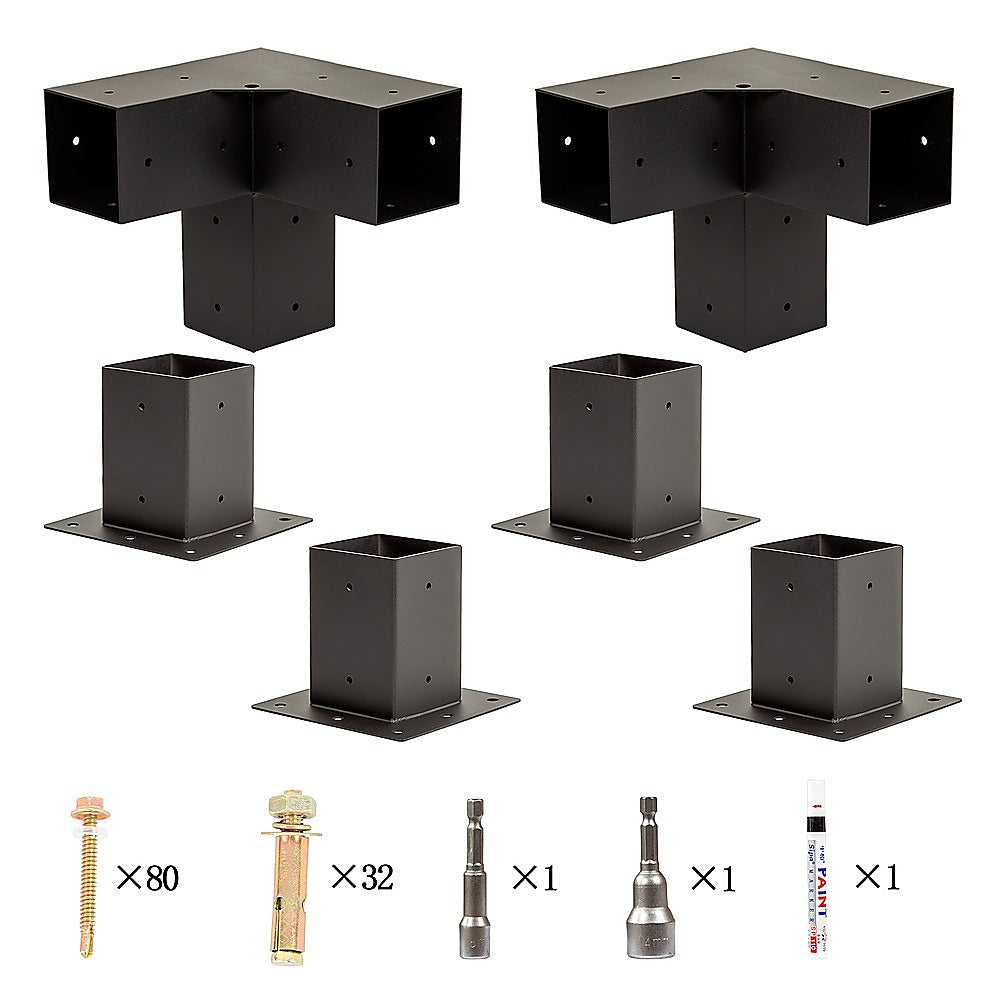 Roof Pergola Gazebo Shed Matte Black Steel Brackets DIY Kits 6