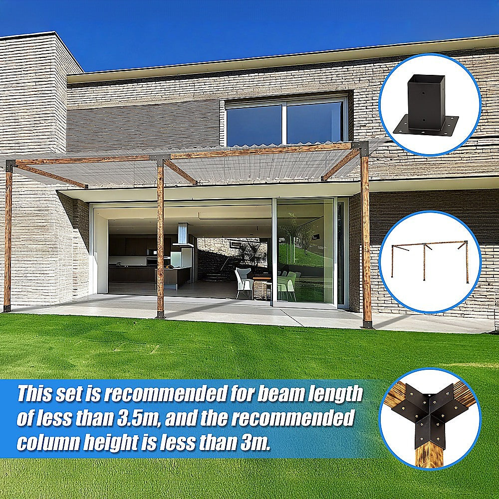 Roof Pergola Gazebo Shed Matte Black Steel Brackets DIY Kits 8