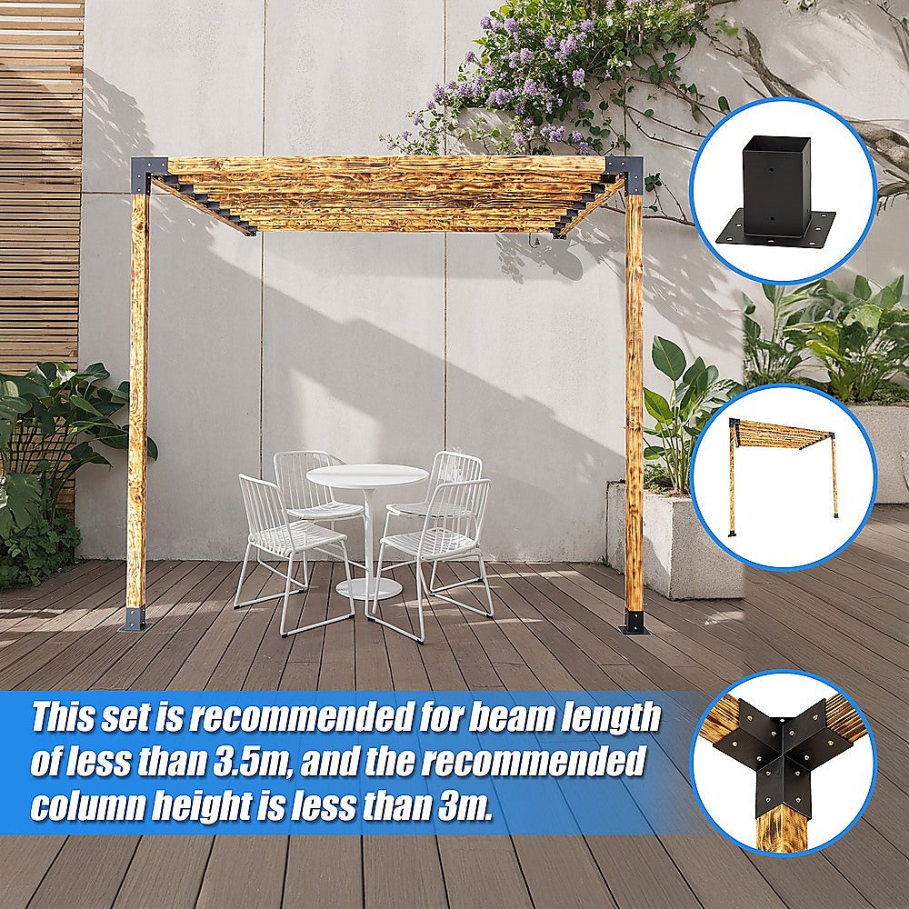 Roof Pergola Gazebo Shed Matte Black Steel Brackets DIY Kits 11