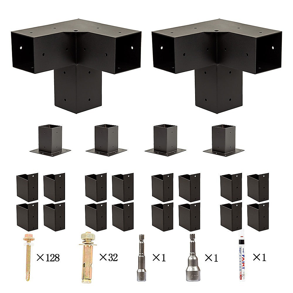 Roof Pergola Gazebo Shed Matte Black Steel Brackets DIY Kits 7