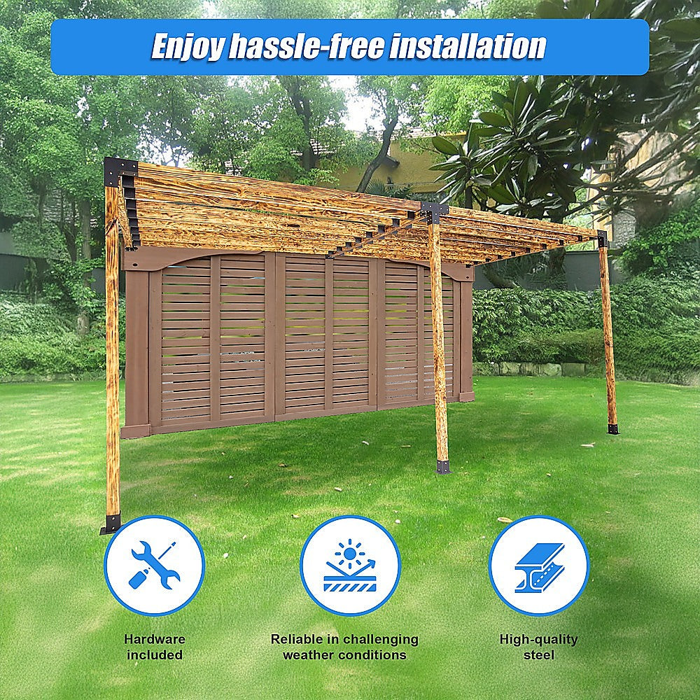 Roof Pergola Gazebo Shed Matte Black Steel Brackets DIY Kits 5