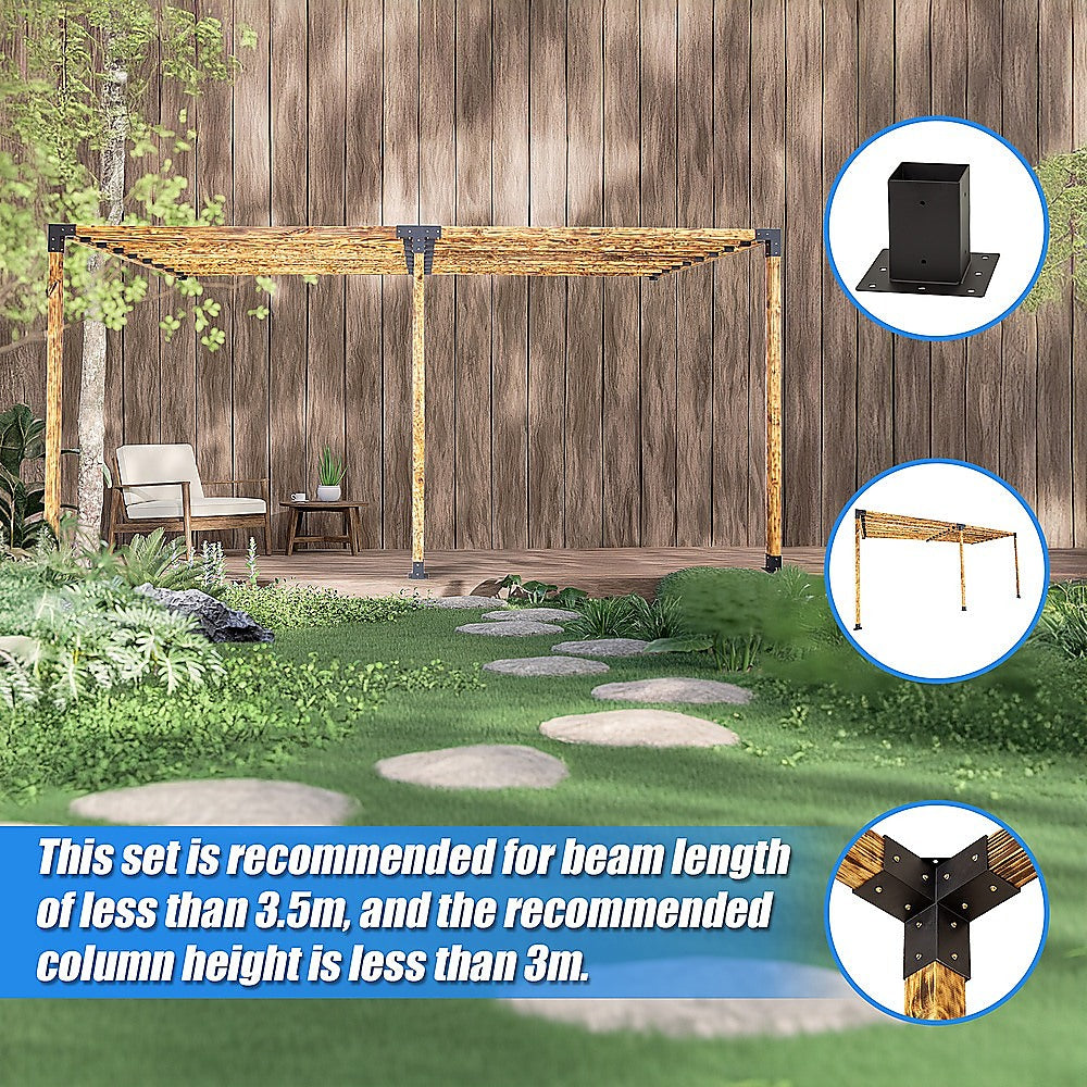 Roof Pergola Gazebo Shed Matte Black Steel Brackets DIY Kits 8