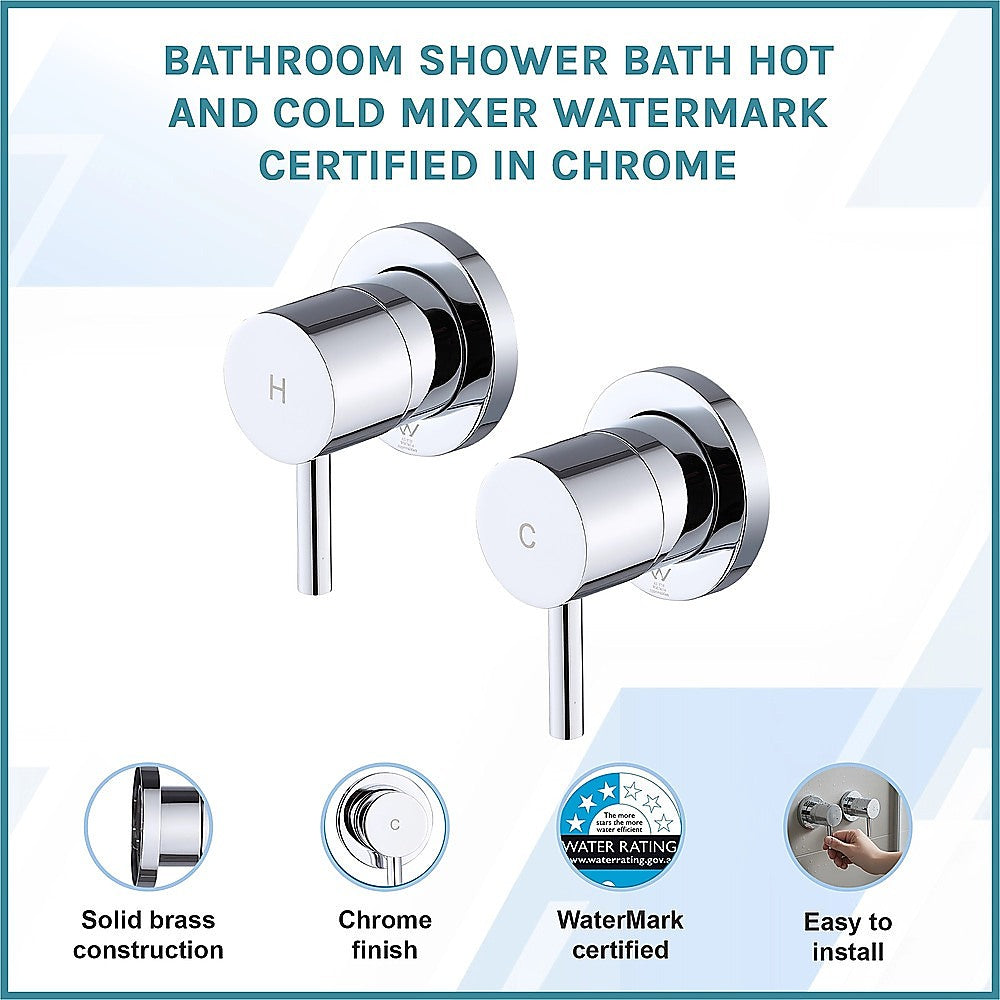 Bathroom Shower Bath Hot and Cold Mixer WATERMARK Certified in Chrome 3