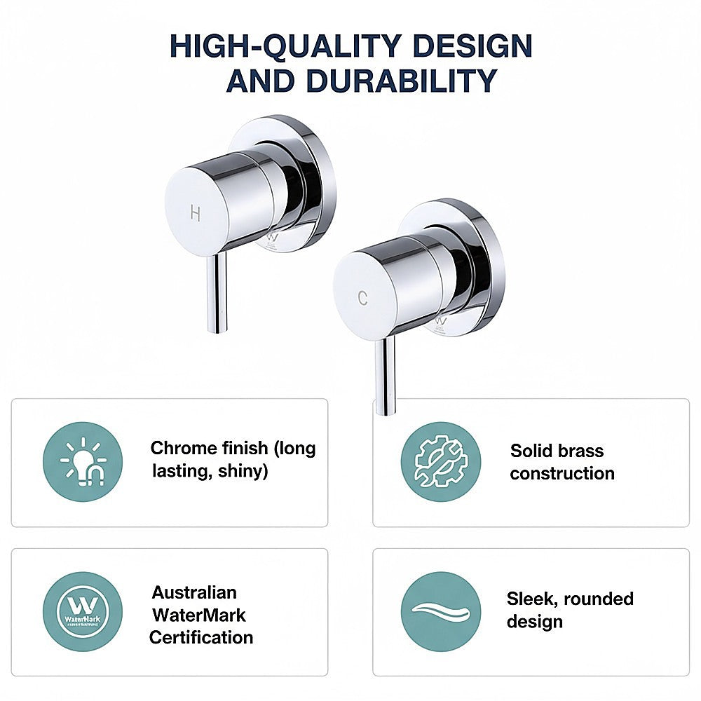 Bathroom Shower Bath Hot and Cold Mixer WATERMARK Certified in Chrome 9