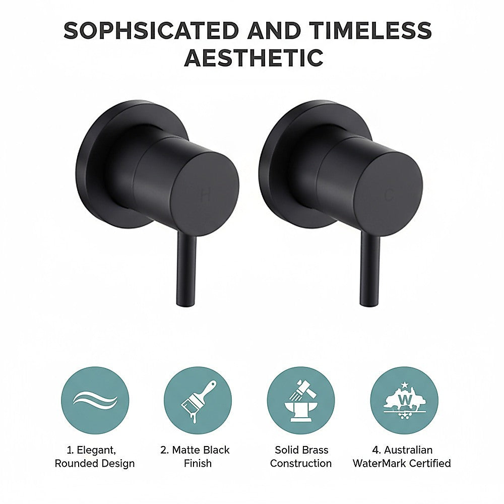 Bathroom Shower Bath Hot and Cold Mixer WATERMARK Certified in Black 9