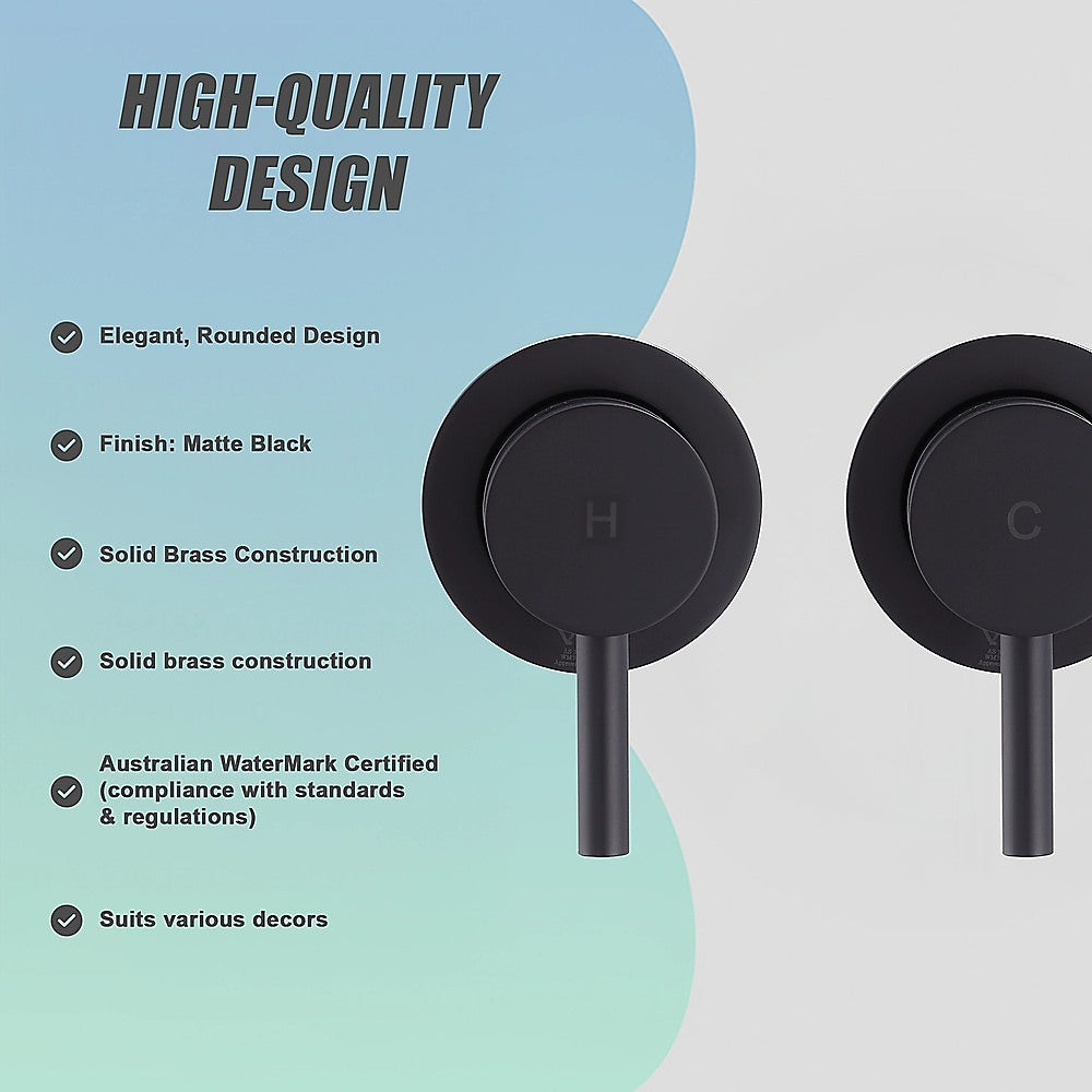 Bathroom Shower Bath Hot and Cold Mixer WATERMARK Certified in Black 11