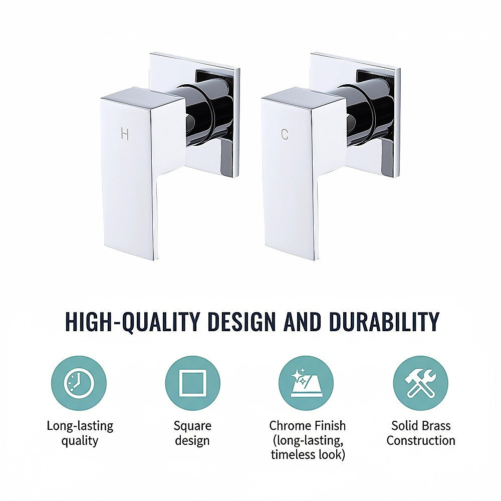 Bathroom Shower Bath Hot and Cold Square Mixer WATERMARK Certified in Chrome 9