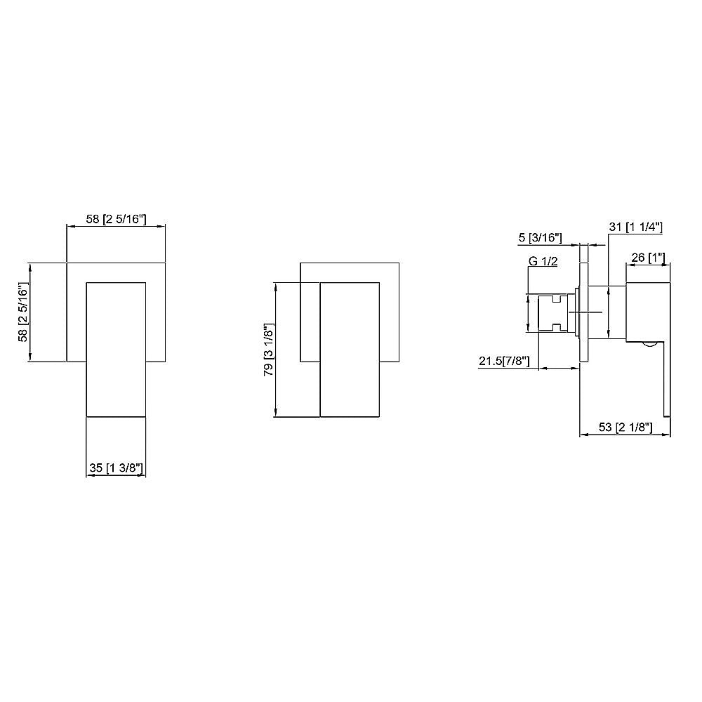 Bathroom Shower Bath Hot and Cold Square Mixer WATERMARK Certified in Chrome 12