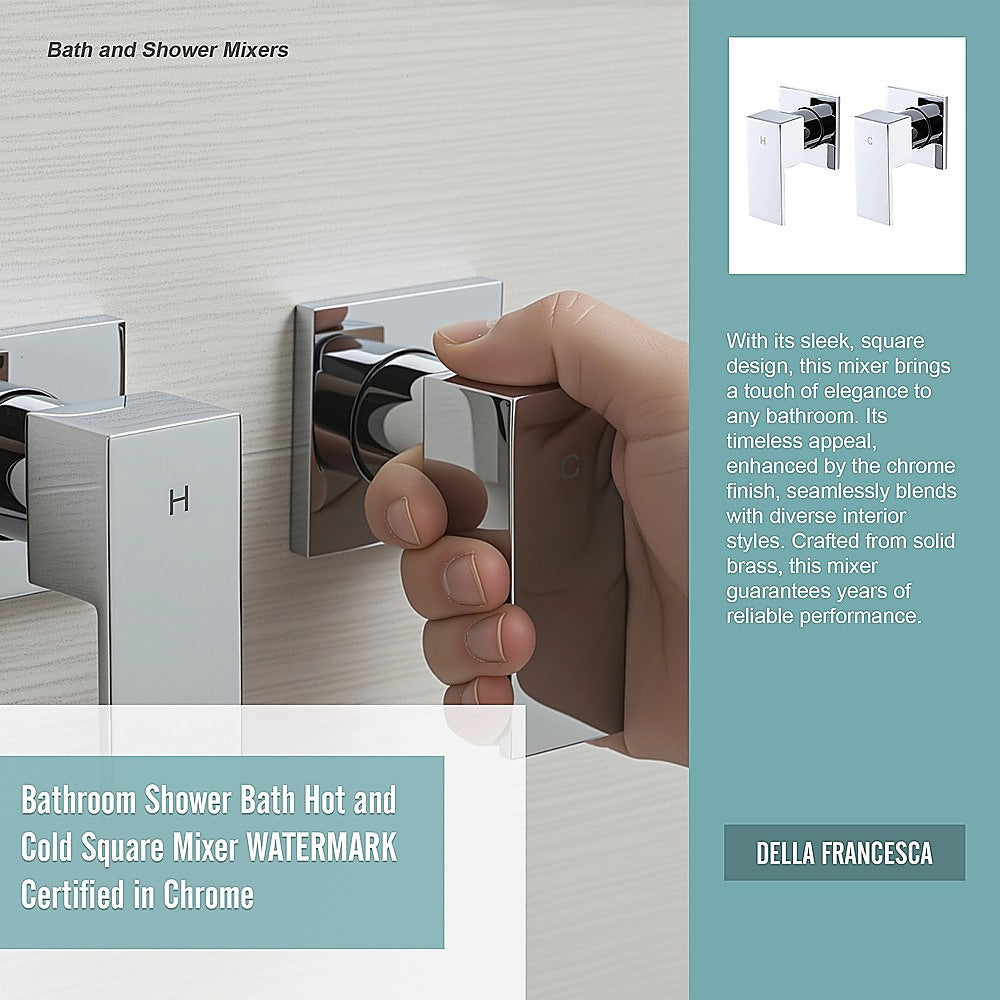 Bathroom Shower Bath Hot and Cold Square Mixer WATERMARK Certified in Chrome 10