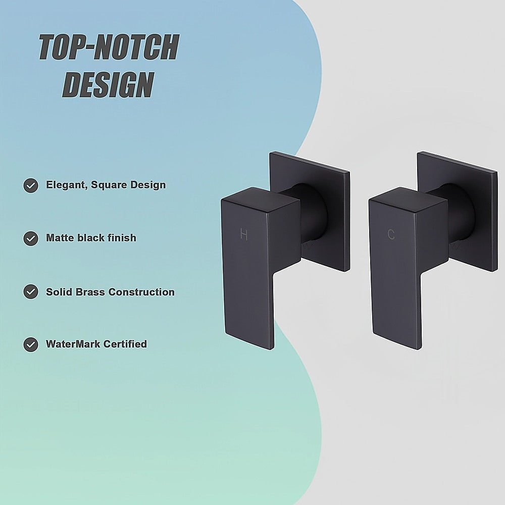 Bathroom Shower Bath Hot and Cold Square Mixer WATERMARK Certified in Black 9