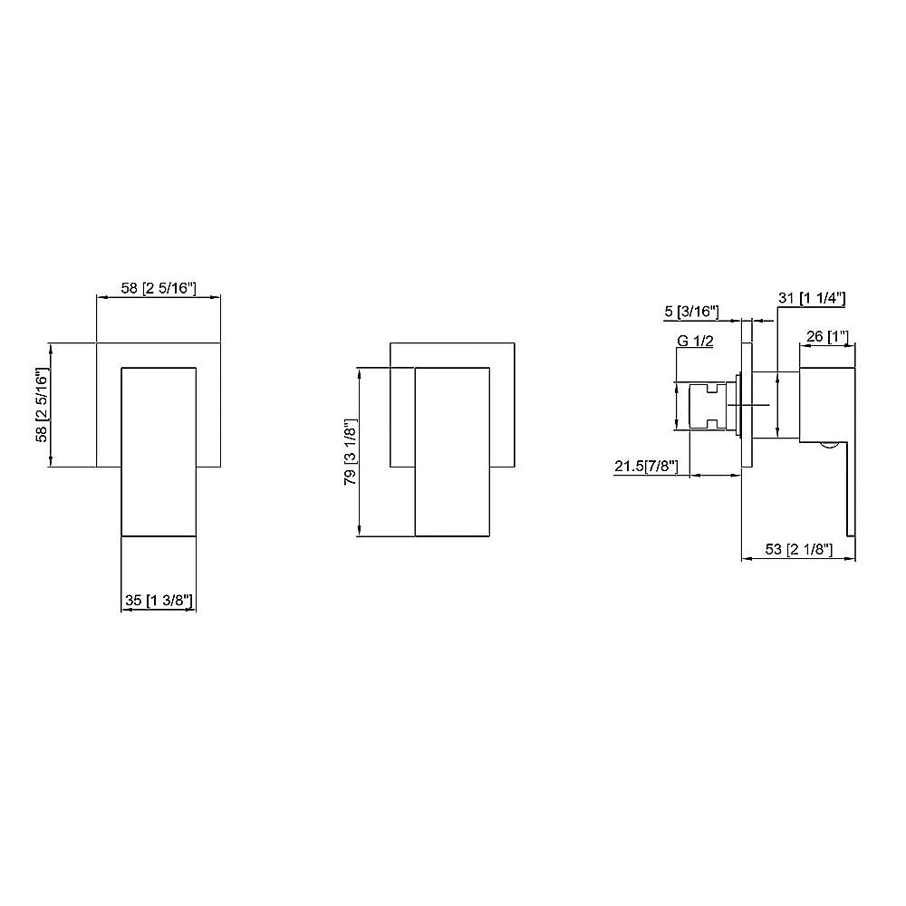 Bathroom Shower Bath Hot and Cold Square Mixer WATERMARK Certified in Black 12