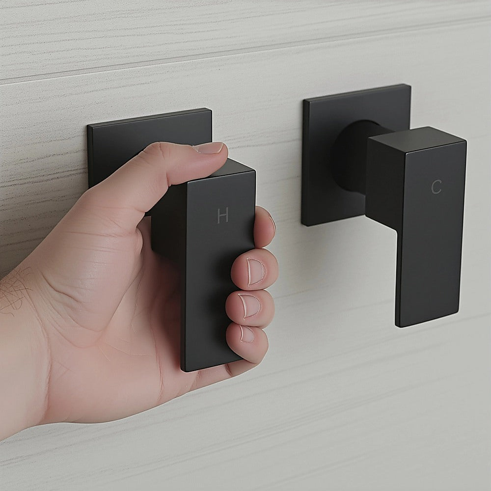 Bathroom Shower Bath Hot and Cold Square Mixer WATERMARK Certified in Black 5