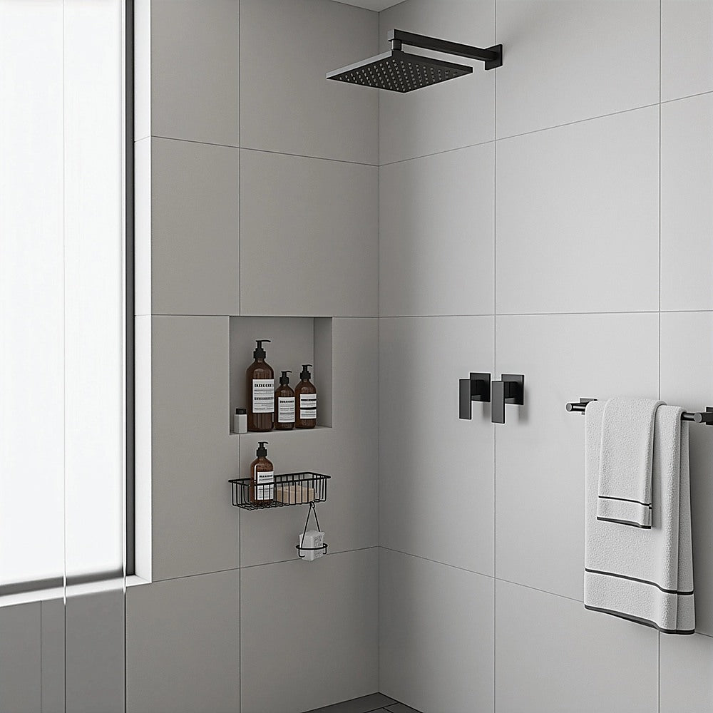 Bathroom Shower Bath Hot and Cold Square Mixer WATERMARK Certified in Black 8