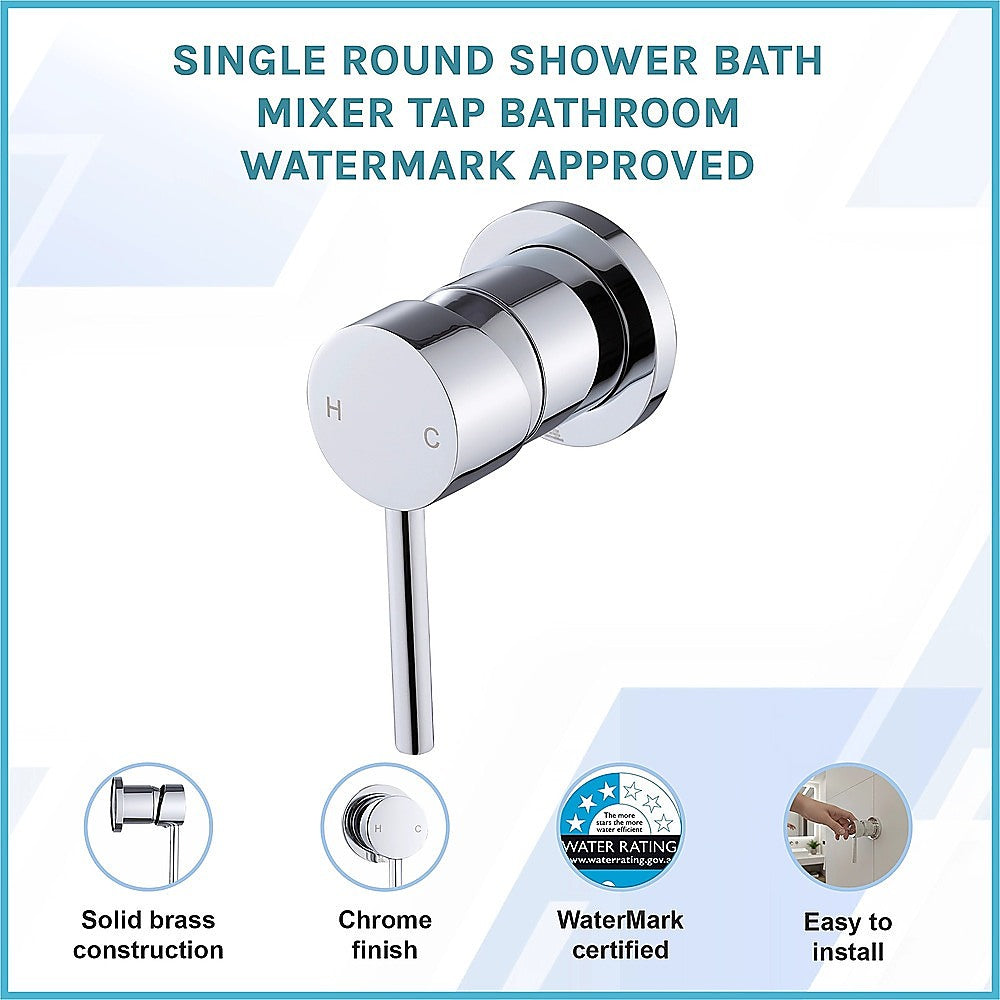 Single Round Shower Bath Mixer Tap Bathroom WATERMARK Approved 3