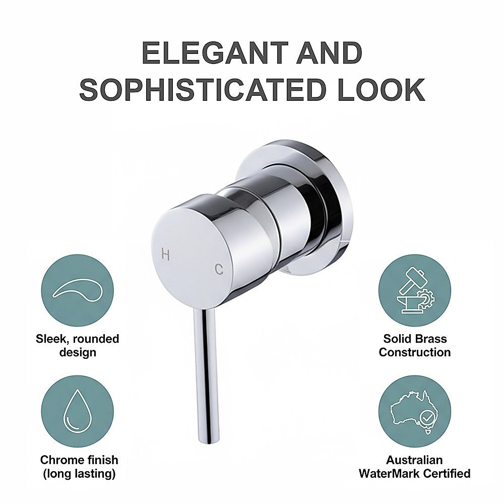 Single Round Shower Bath Mixer Tap Bathroom WATERMARK Approved 9