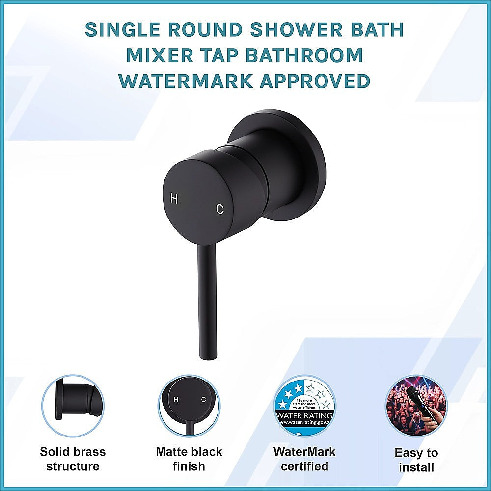 Single Round Shower Bath Mixer Tap Bathroom WATERMARK Approved 3