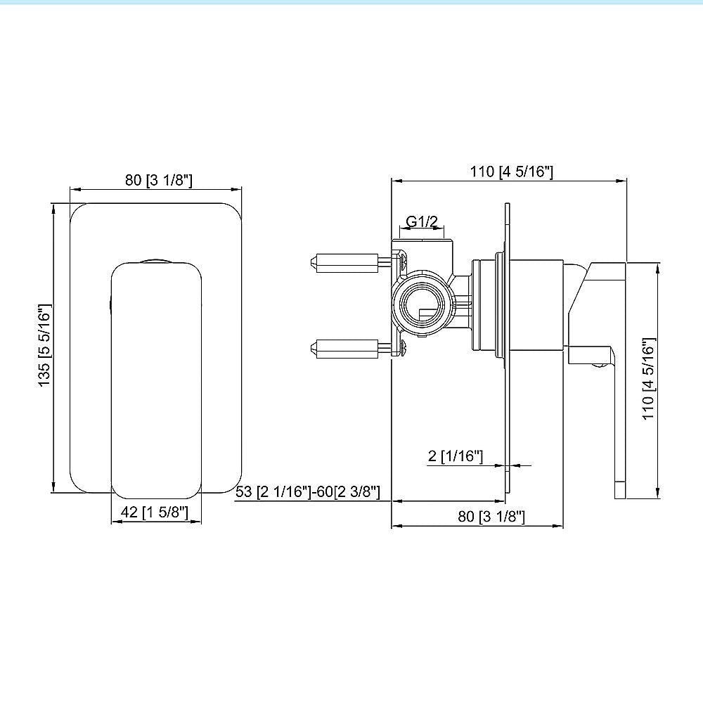 Single Square Shower Bath Mixer Tap Bathroom WATERMARK Approved in Chrome 11