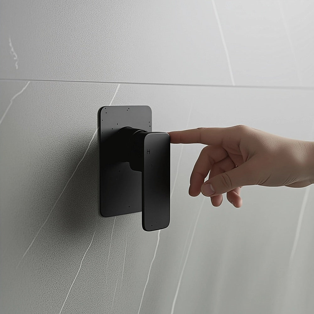 Single Square Shower Bath Mixer Tap Bathroom WATERMARK Approved in Black 6