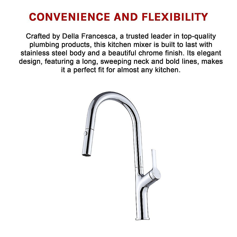 Kitchen Laundry Bathroom Basin Sink Pull Out Mixer Tap Faucet in Chrome 11