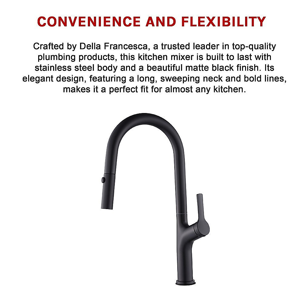 Kitchen Laundry Bathroom Basin Sink Pull Out Mixer Tap Faucet in Black 9