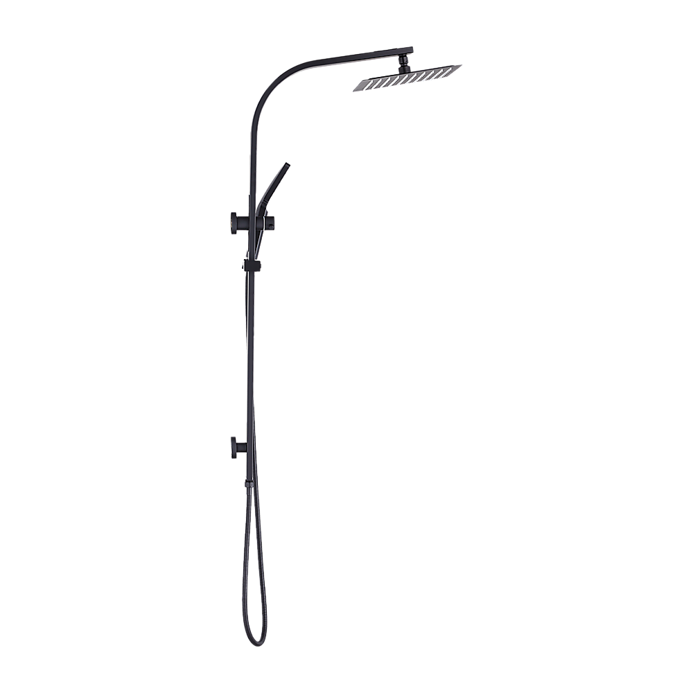 WELS 10" Rain Shower Head Set Square Dual Heads High Pressure with Handheld in Black 4