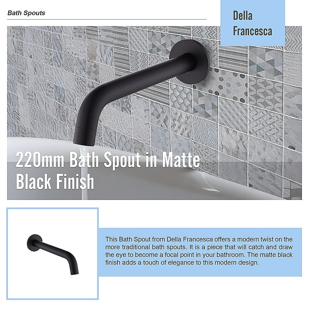 220mm Bath Spout in Matte Black Finish 9