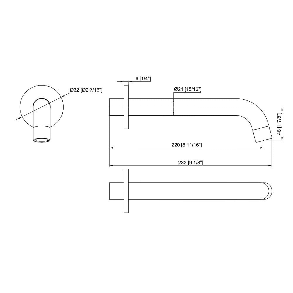 220mm Bath Spout in Matte Black Finish 12