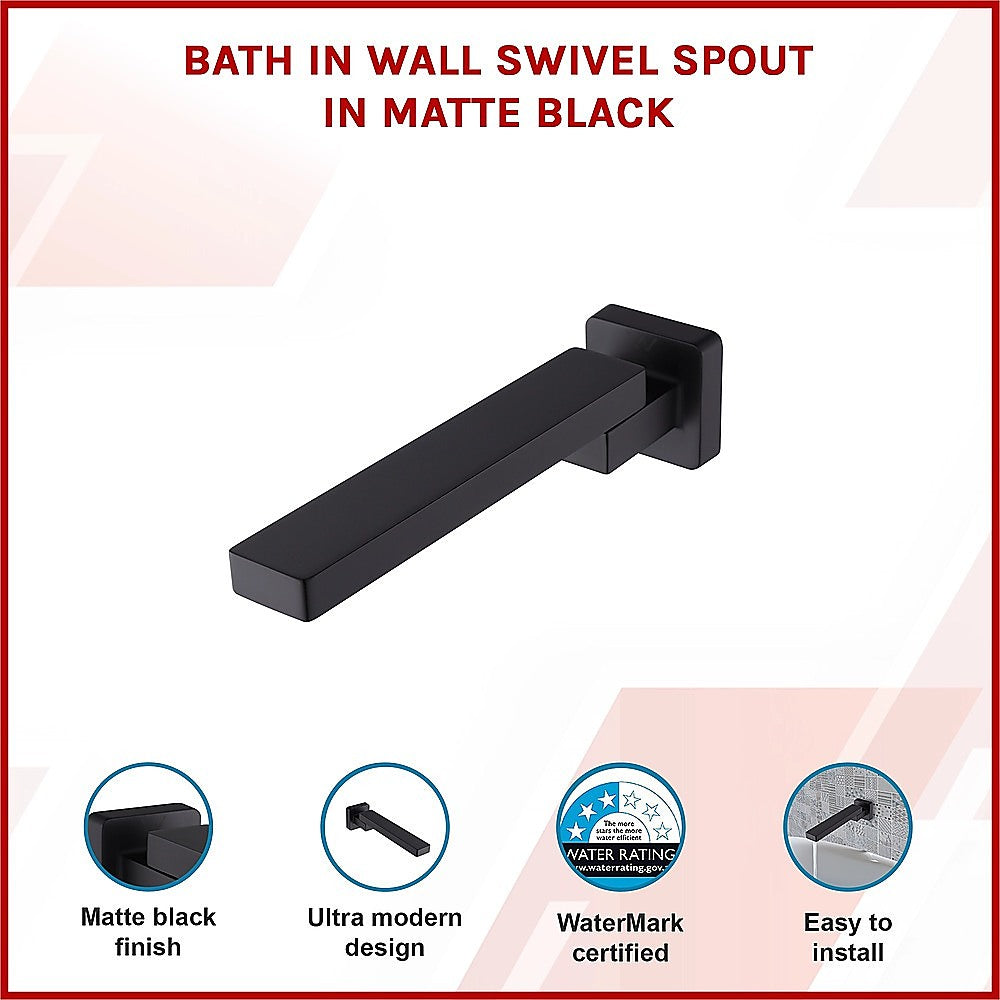 Bath In Wall Swivel Spout in Matte Black 3