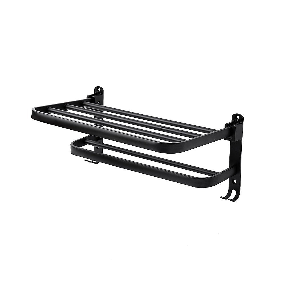 Towel Rack Folding Holder with Hook Accessories Wall Hanger Aluminium Bar Shelf