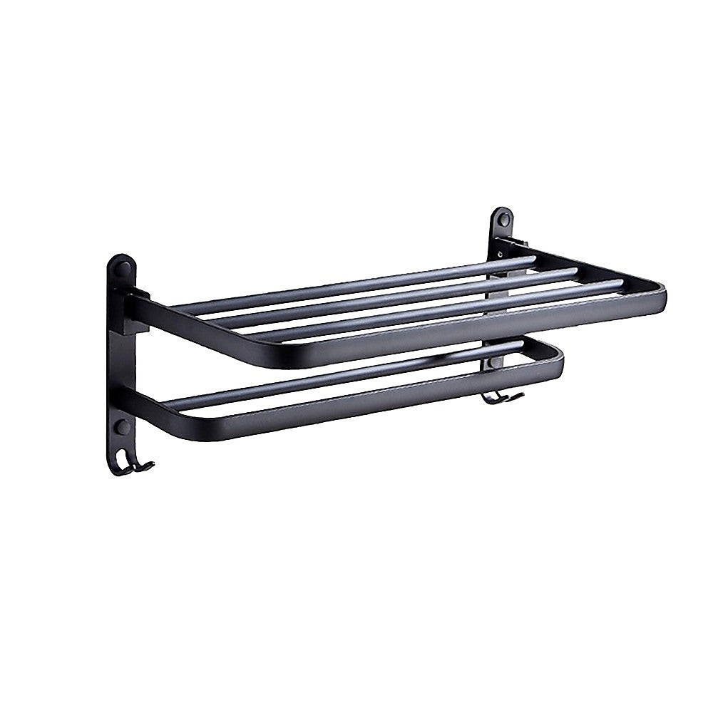 Towel Rack Folding Holder with Hook Accessories Wall Hanger Aluminium Bar Shelf 7