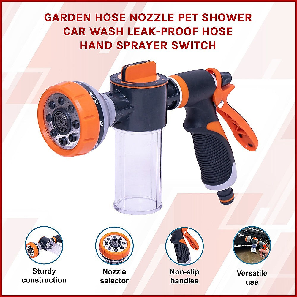 Garden Hose Nozzle Pet Shower Car Wash Leak-Proof Hose Hand Sprayer Switch 3