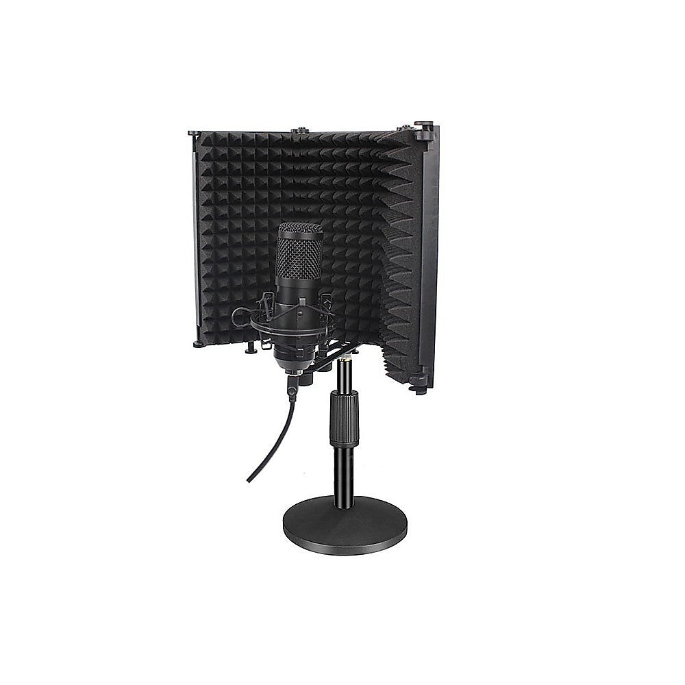 3 Panels Microphone Isolation Shield Mic Sound Absorbing Foam Reflector 4