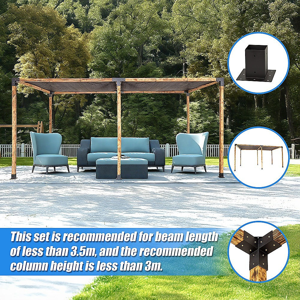 Roof Pergola Gazebo Shed Matte Black Steel Brackets and Black Screen DIY Kits 11