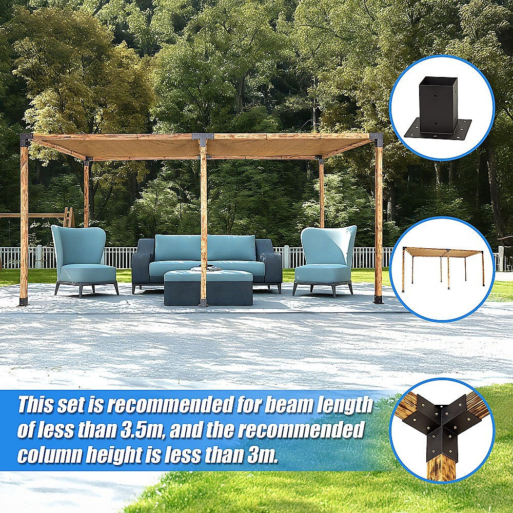 Roof Pergola Gazebo Shed Matte Black Steel Brackets and Coffee Screen DIY Kits 13