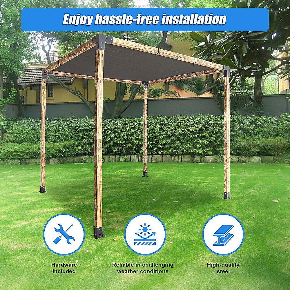 Roof Pergola Gazebo Shed Matte Black Steel Brackets and Black Screen DIY Kits 6