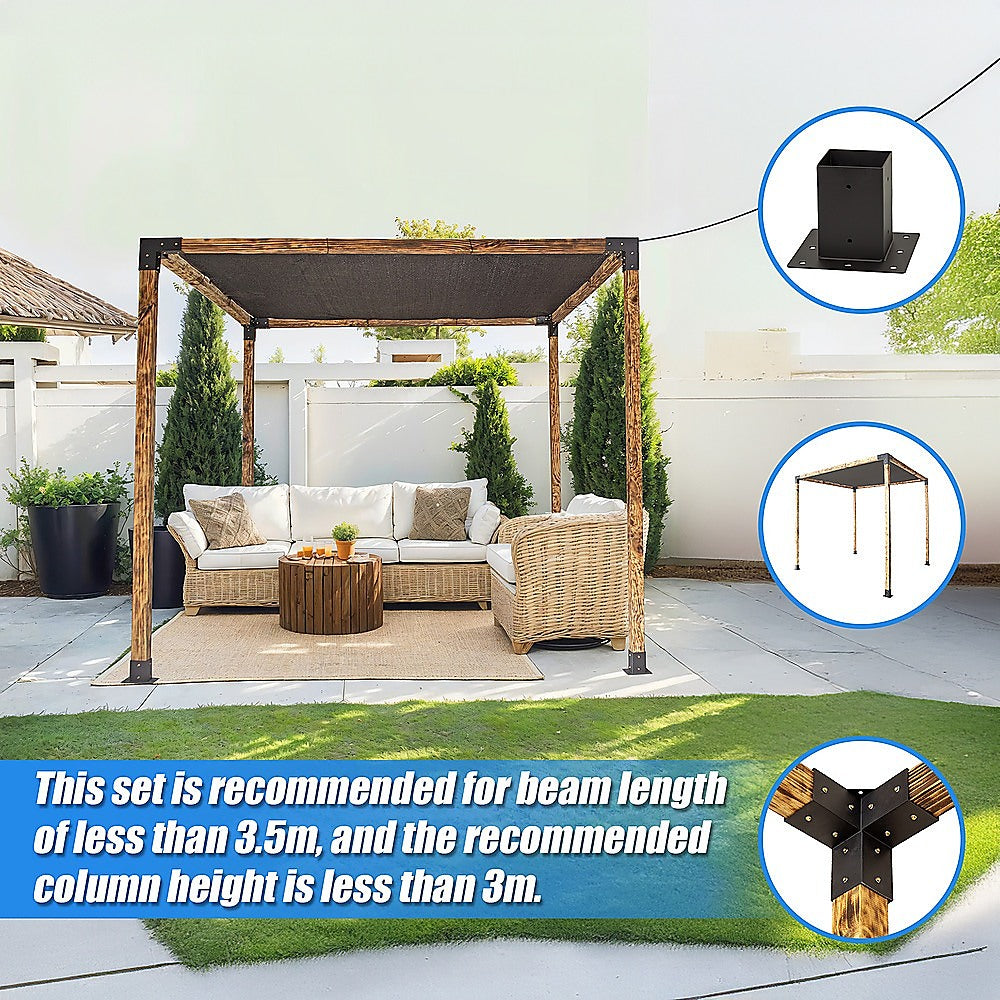 Roof Pergola Gazebo Shed Matte Black Steel Brackets and Black Screen DIY Kits 11