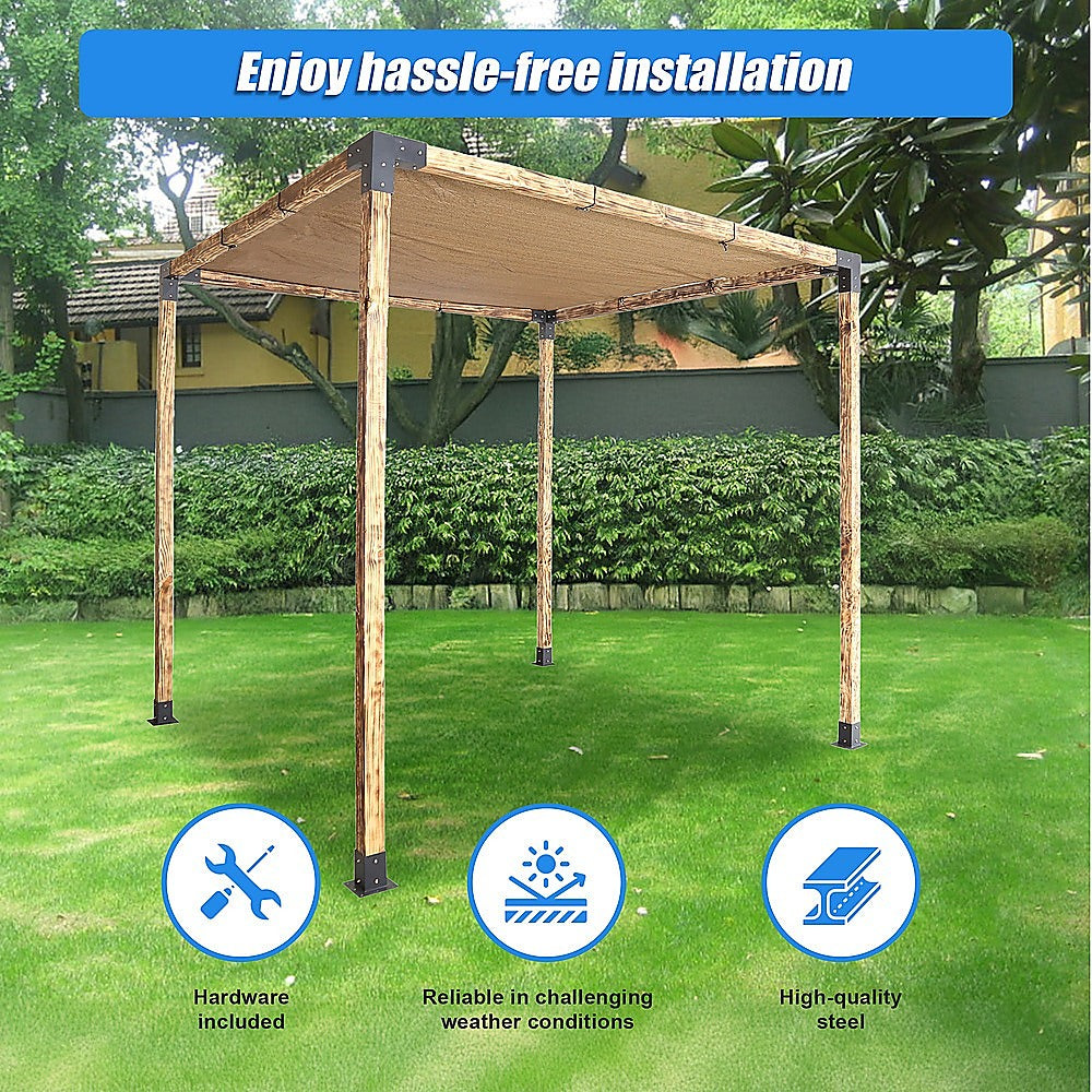 Roof Pergola Gazebo Shed Matte Black Steel Brackets and Coffee Screen DIY Kits 5