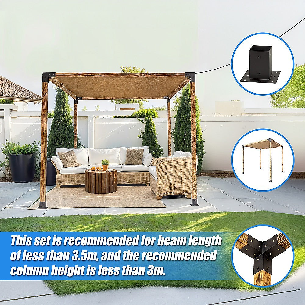 Roof Pergola Gazebo Shed Matte Black Steel Brackets and Coffee Screen DIY Kits 8