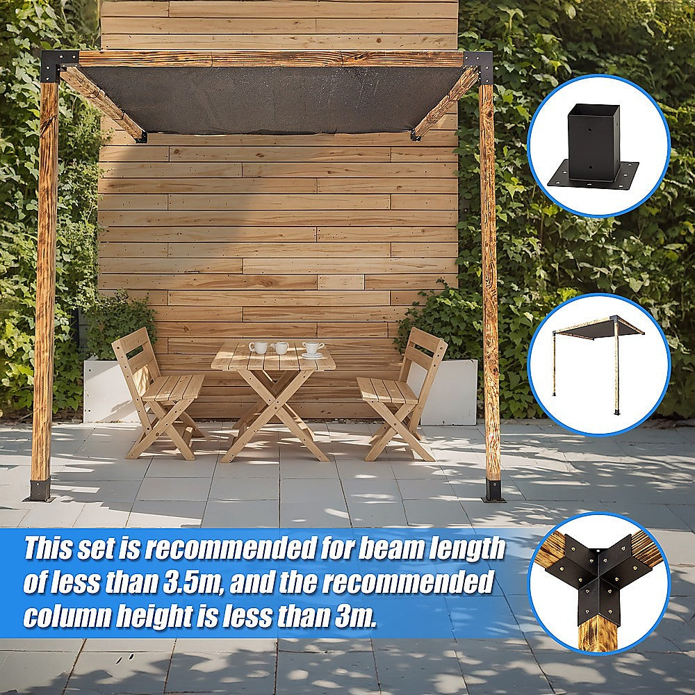 Roof Pergola Gazebo Shed Matte Black Steel Brackets and Black Screen DIY Kits 6