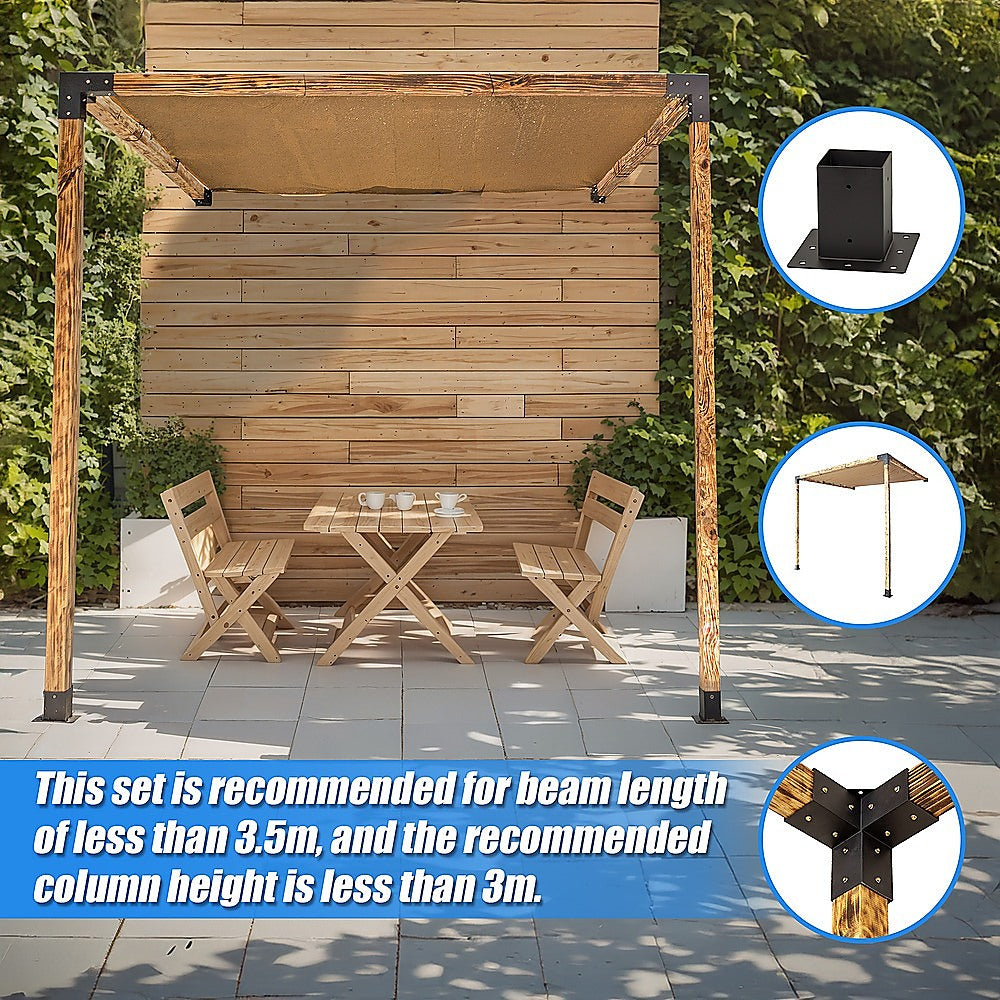 Roof Pergola Gazebo Shed Matte Black Steel Brackets and Coffee Screen DIY Kits 8