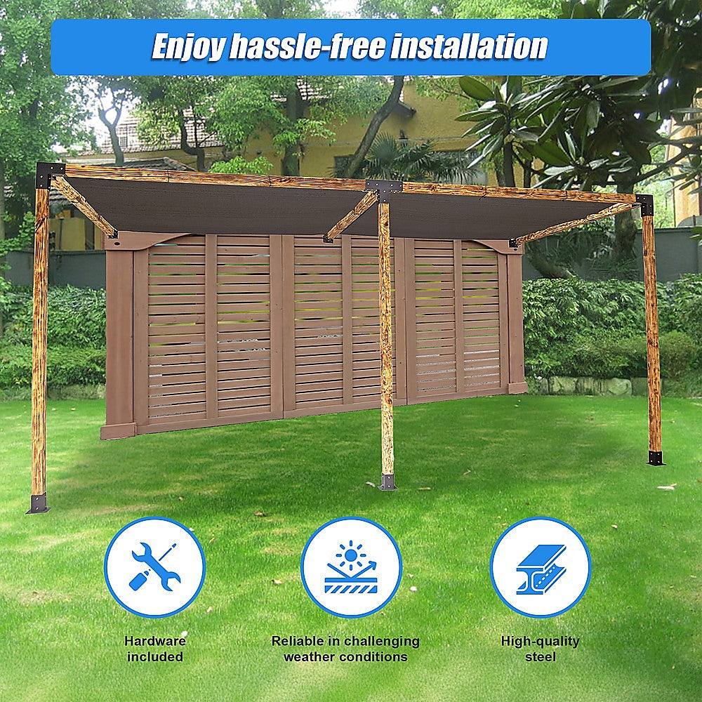 Roof Pergola Gazebo Shed Matte Black Steel Brackets and Black Screens DIY Kits 5
