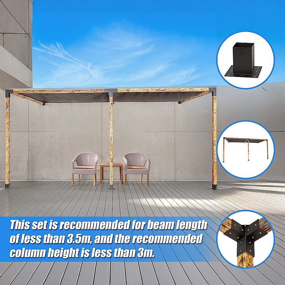 Roof Pergola Gazebo Shed Matte Black Steel Brackets and Black Screens DIY Kits 8