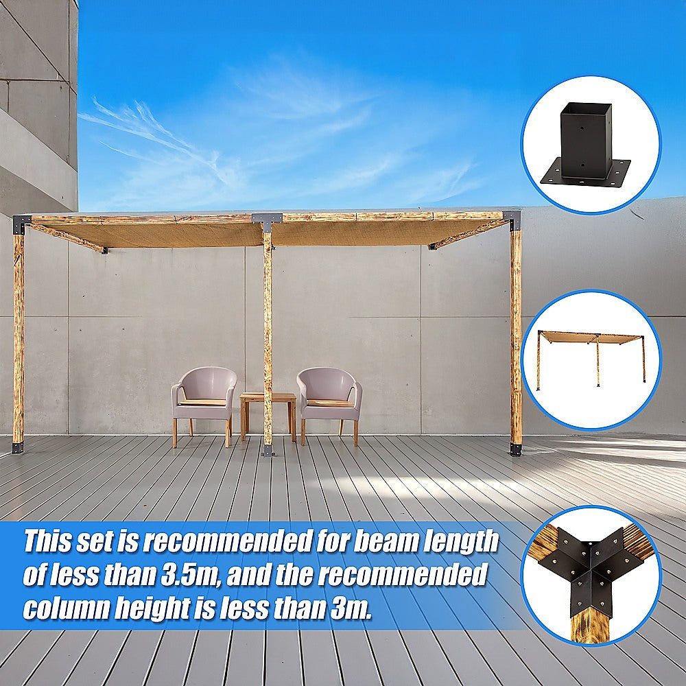 Roof Pergola Gazebo Shed Matte Black Steel Brackets and Coffee Screens DIY Kits 8