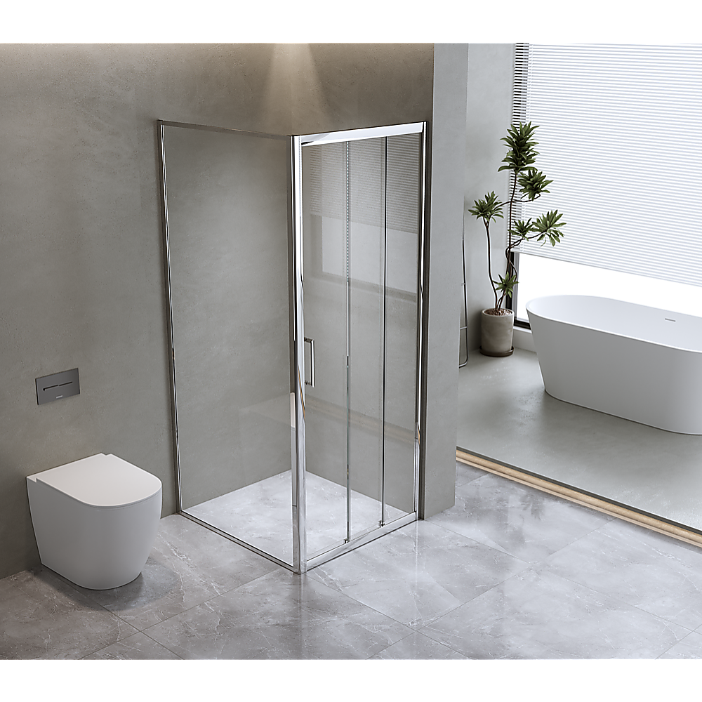 40mm Adjustable Contemporary Corner Sliding Chrome Shower Screen 86x80cm 3