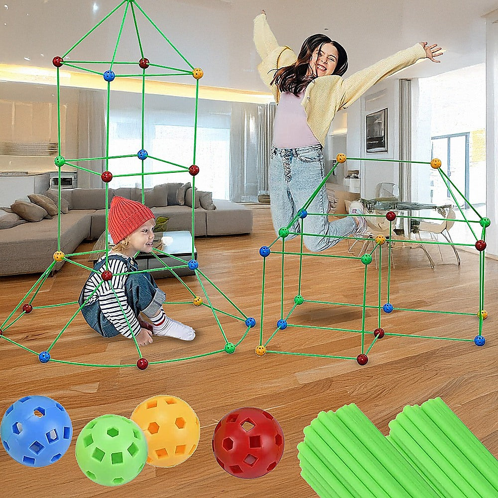 217pcs Kids Construction Fort Building Kit Castles 3D Play House Tent Toys 7