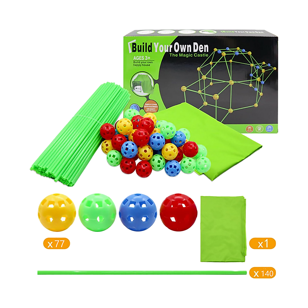 217pcs Kids Construction Fort Building Kit Castles 3D Play House Tent Toys 9