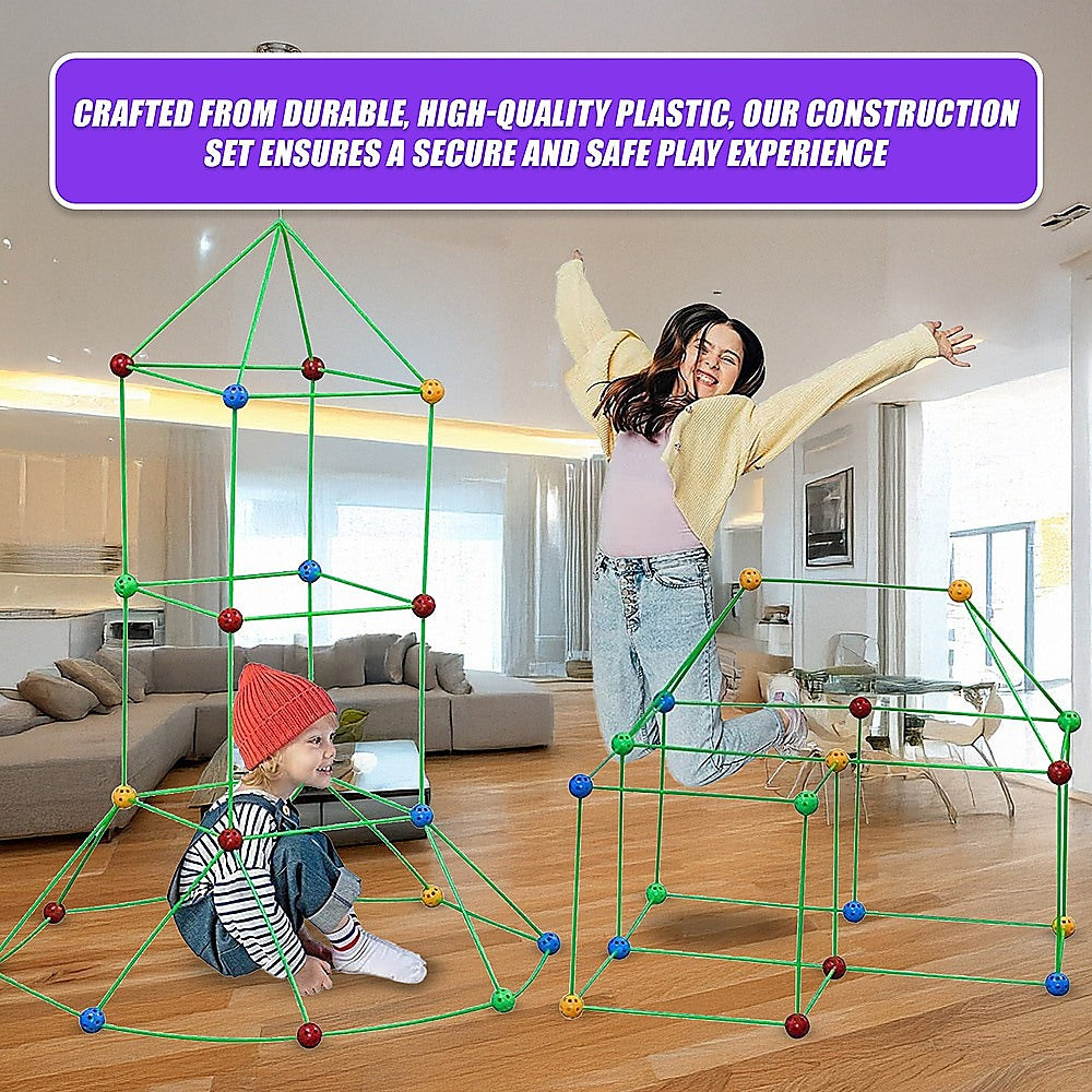 217pcs Kids Construction Fort Building Kit Castles 3D Play House Tent Toys 11