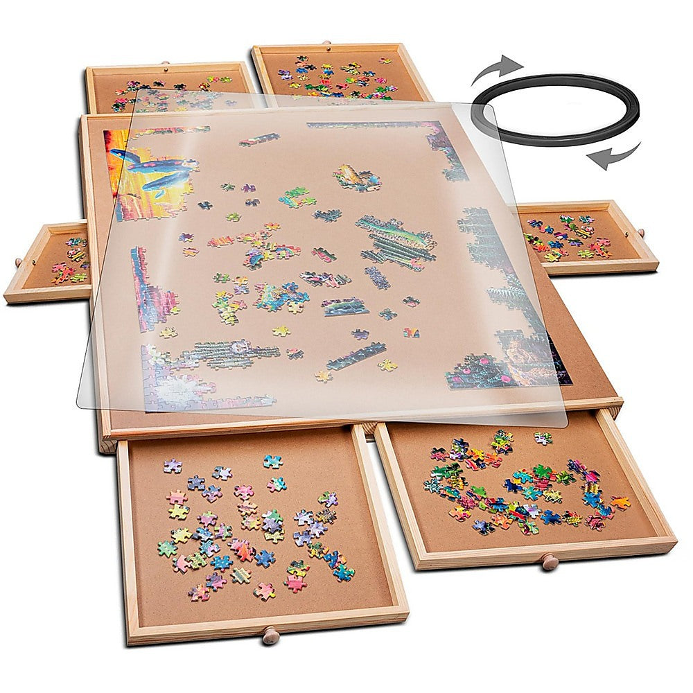 1500 Piece Rotating Wooden Jigsaw Puzzle Table 6 Drawers Board 6
